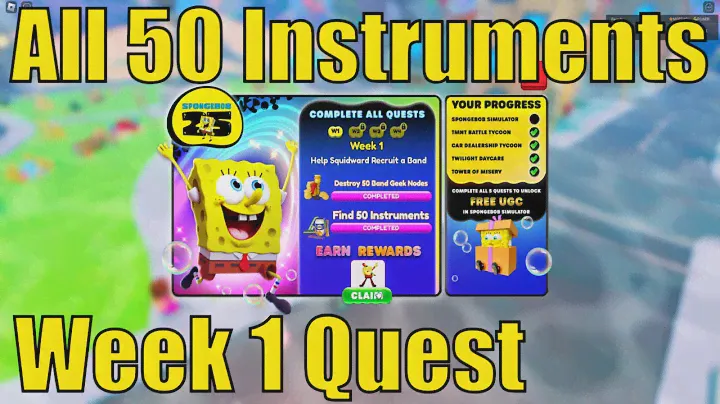 How to find all 50 Instruments in SpongeBob Simulator | WEEK 1 Quests | Areas 1 - 8