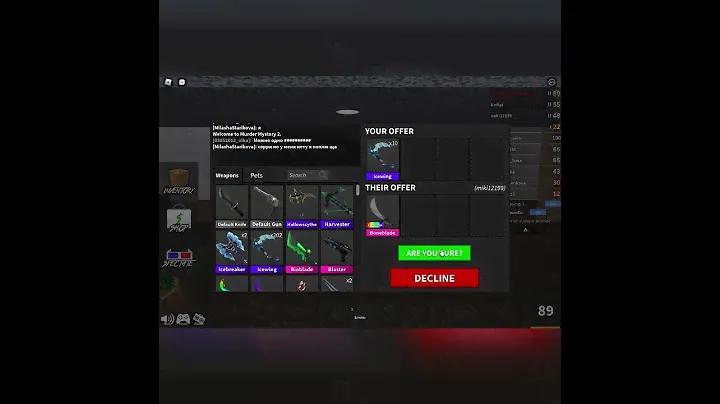 Roblox Murder Mystery 2 Trading 10  Icewing