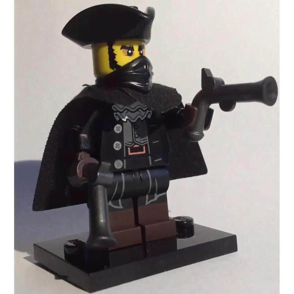 Минифигурка Lego col17-16 The Mystery Man (Highwayman), Series 17 (Complete Set with Stand and Accessories)-0