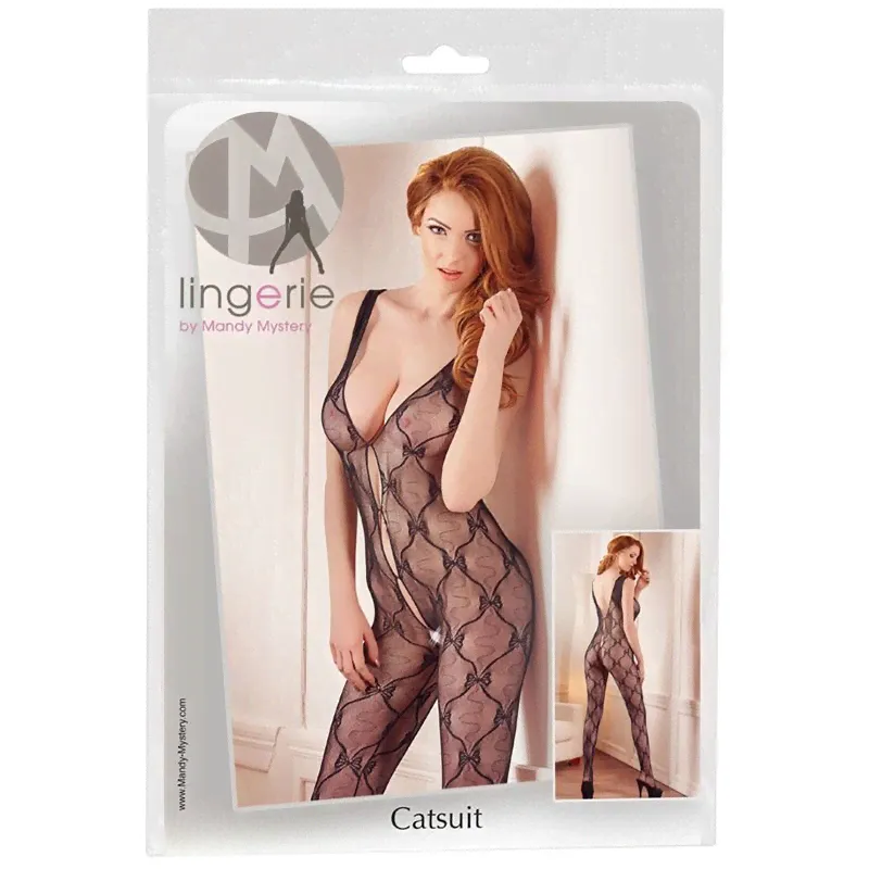 Комбинезон сетка Mandy Mystery Lingerie - Lace Catsuit, кружевной, черный, S/M-0