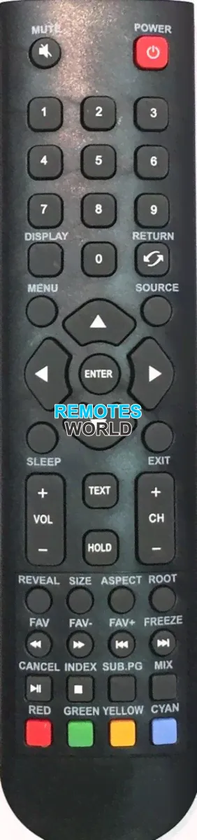 Replacement remote control for Mystery MTV-1629LW-0