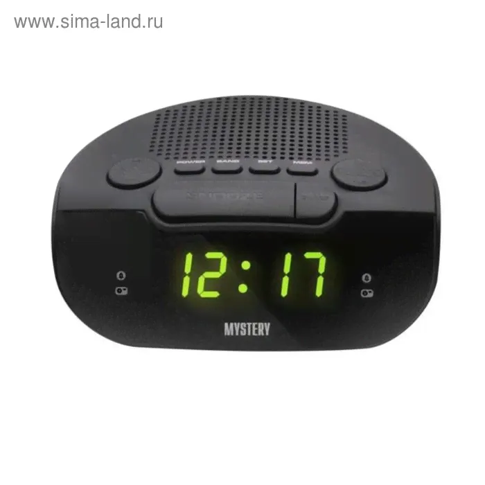 Радиобудильник Mystery MCR-21, LCD, подсв. зеленая, часы цифровые, FM, черный